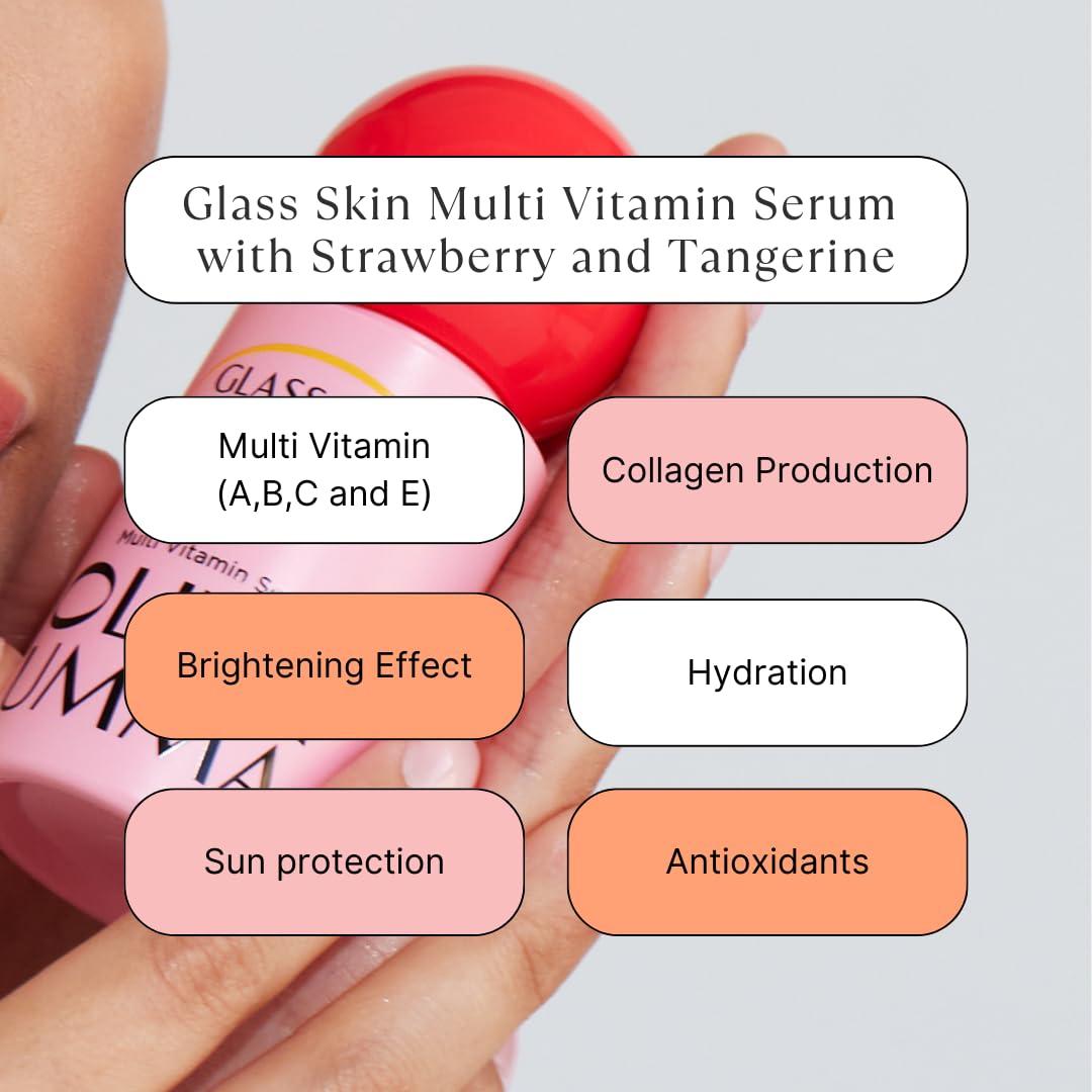 OLIVIAUMMA Glass Skin Tanghulu Strawberry & Tangerine Serum – Anti Aging Korean Face Serum with Niacinamide & Vitamin C, B, A, E – Brightening & Hydrating Korean Skin Care for Face – 40ml