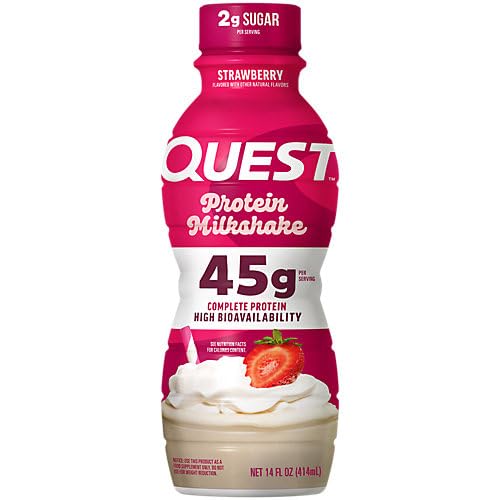 Quest Nutrition Vanilla Protein Shake, 45g Protein, 2g Sugar, 3g Net Carbs, Ready to Drink, Gluten Free, 12 Count