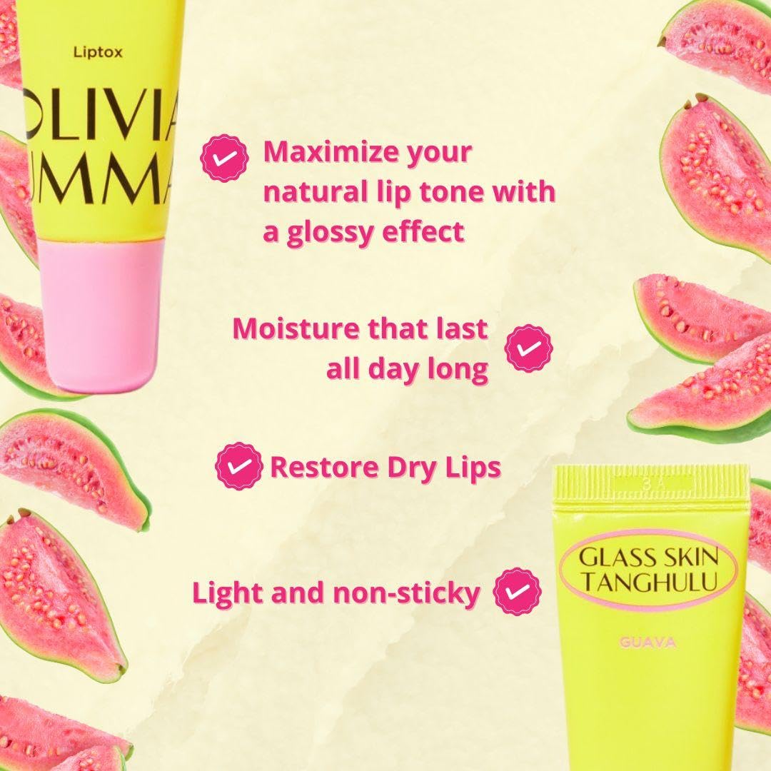 OLIVIAUMMA Guava Glass Skin Tanghulu Liptox - Korean Plumping Lip Balm with Peppermint, Shea Butter & Macadamia Seed Oil to Shine and Restore Dry Lips - Non-Sticky Korean Lip Plumper - 10 ml