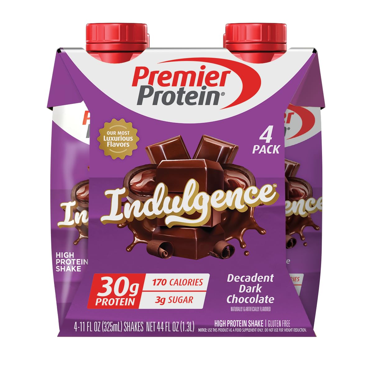 Premier Protein INDULGENCE 30g Shake, Decadent Dark Chocolate, 12 Pack