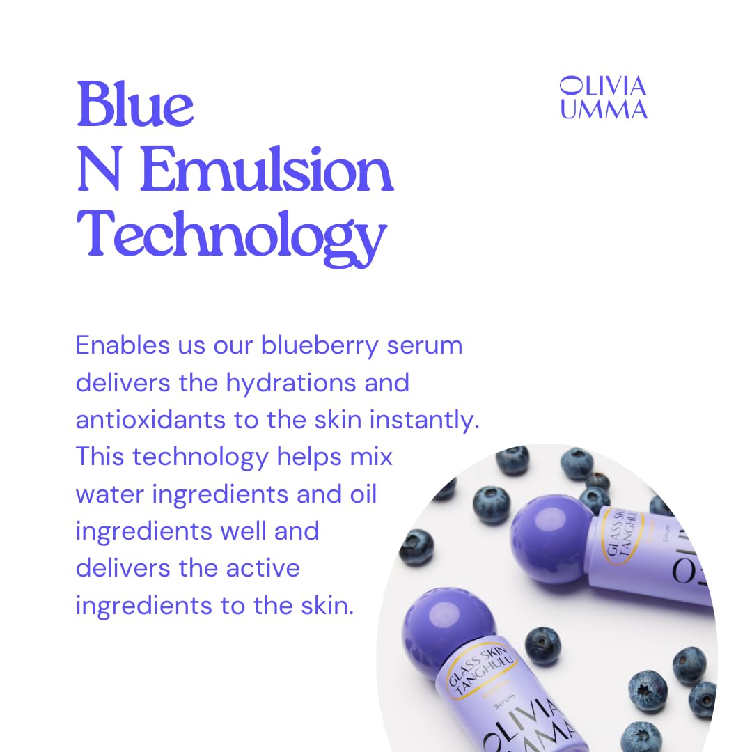 Olivia Umma Glass Skin Tanghulu Blueberry Serum – Anti Aging Korean Face Serum with Niacinamide & Vitamin C, B, A, E – Brightening & Hydrating Korean Skin Care for Face – 40ml