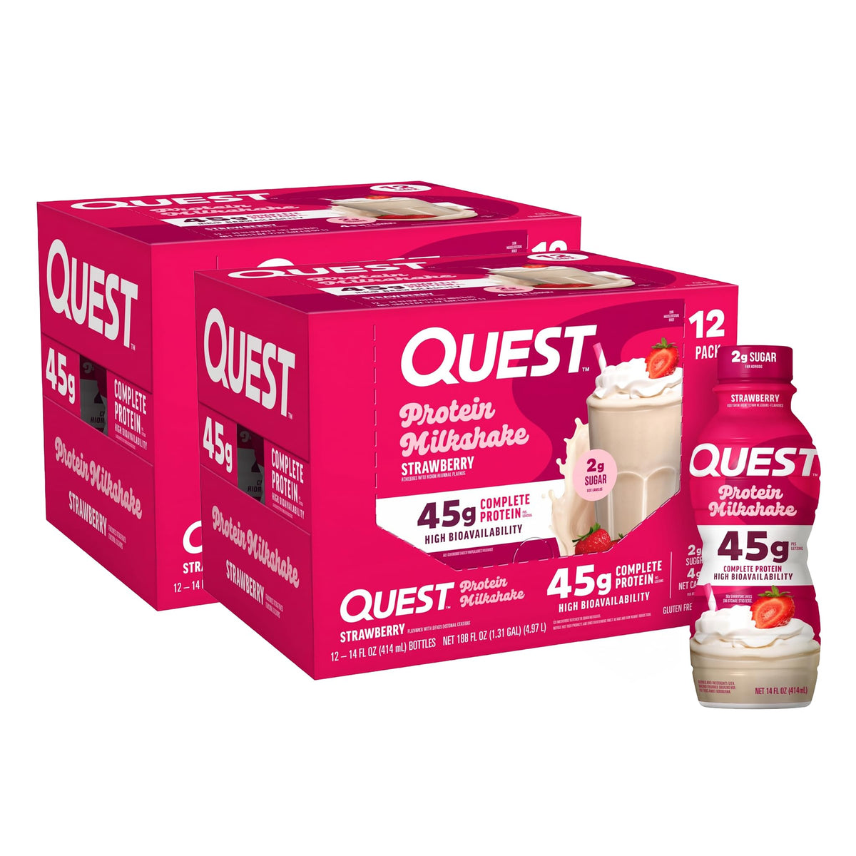 Quest Nutrition Salted Caramel Flavored High Protein Shake, 45g Protein, 2g Sugar, 2g Net Carbs, Ready to Drink, Gluten Free, 12 Count