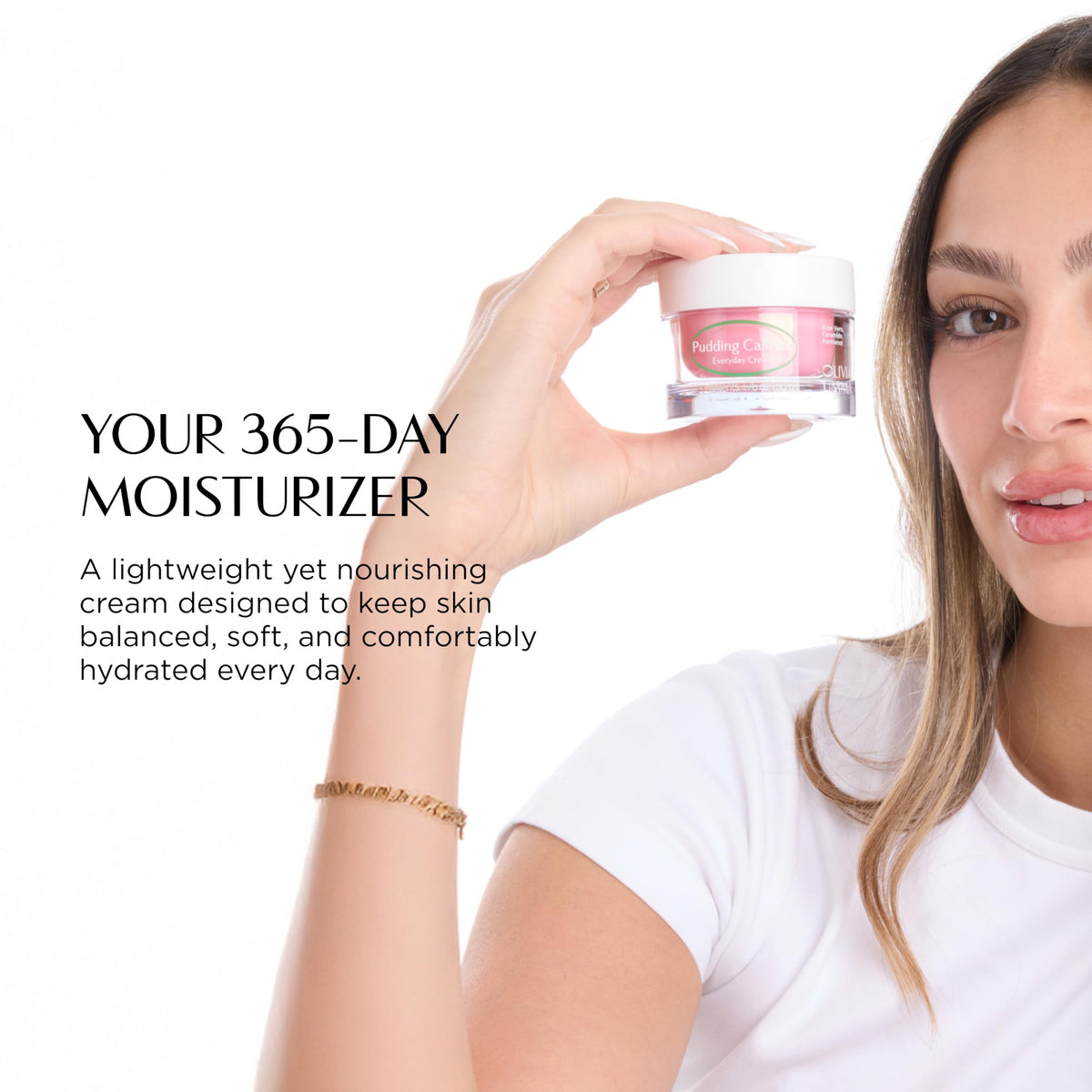 OLIVIAUMMA Pudding Calming Everyday Face Cream - Korean Moisturizer with Ceramide, Centella Asiatica & Aloe Vera for Skin Repair - Barrier Support & Hydration for Normal, Combination & Oily Skin - 50g