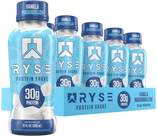 RYSE Protein Shake - Vanilla Marshmallow - 30g Protein Ready to Drink - 160 Calories, Zero Added Sugar, Gluten Free - Smooth & Delicious Nostalgic Flavors - 12 Fl Oz (12 Pack)