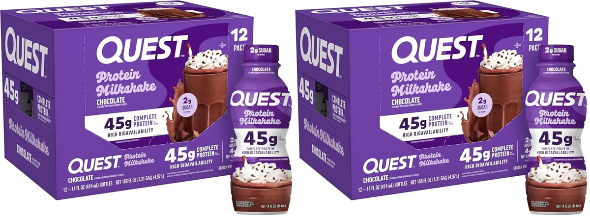 Quest Nutrition Vanilla Protein Shake, 45g Protein, 2g Sugar, 3g Net Carbs, Ready to Drink, Gluten Free, 12 Count