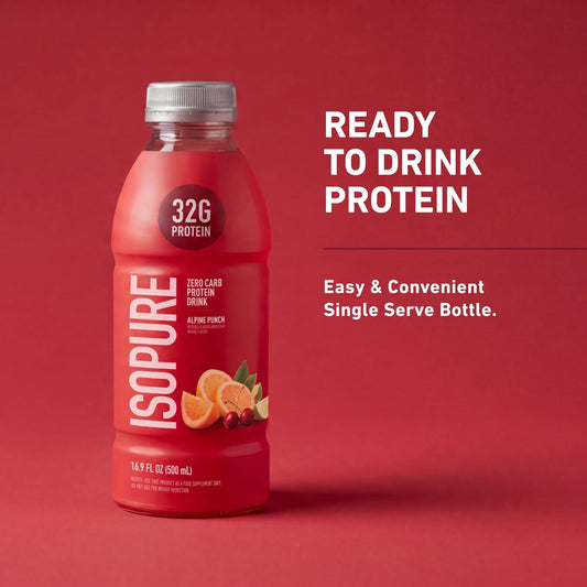 Isopure Zero Carb Clear Protein Drink, Alpine Punch 12 Count
