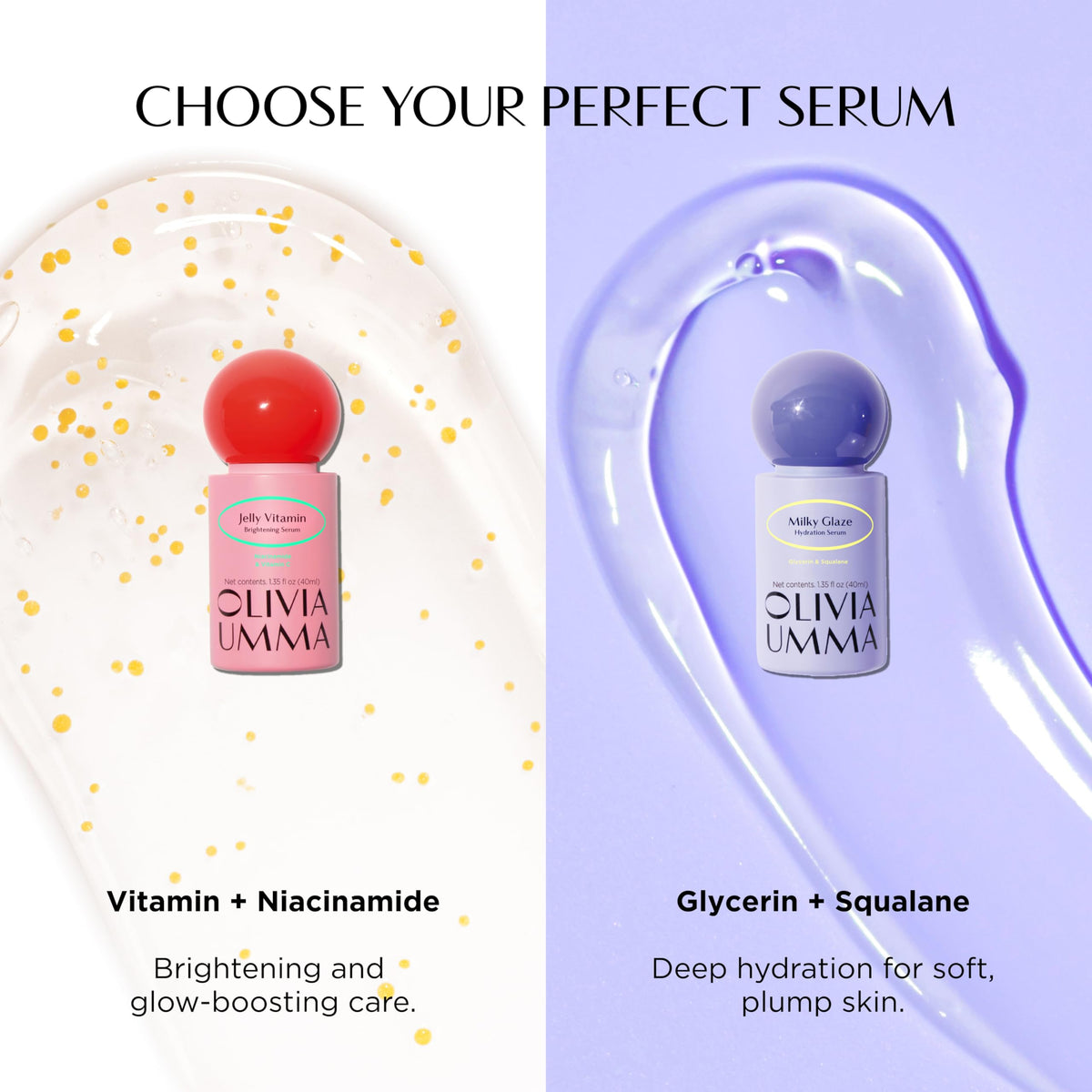 OLIVIAUMMA Milky Glaze Hydration Serum - Moisturizing Facial Serum with Squalane, Glycerin & Camellia Seed Oil - Hydrating Face Serum for Dewy Glow & Primer-Like Finish - 40ml