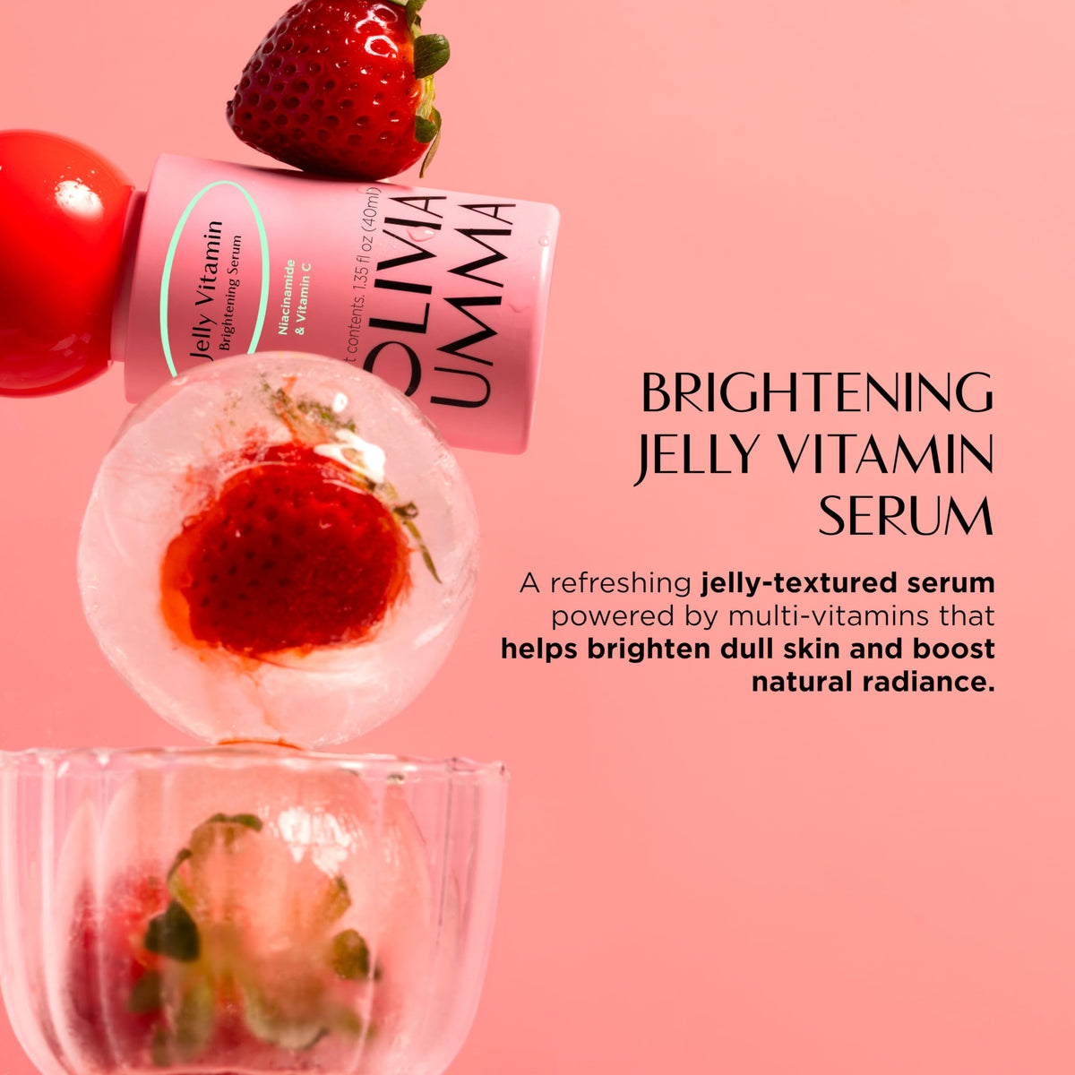 OLIVIAUMMA Jelly Brightening Serum with Vitamin C & Niacinamide - Korean Face Serum with Tangerine - Visibly Brightens, Supports Collagen & Evens Skin Tone - Face Serum for Dull, Uneven Skin - 40ml