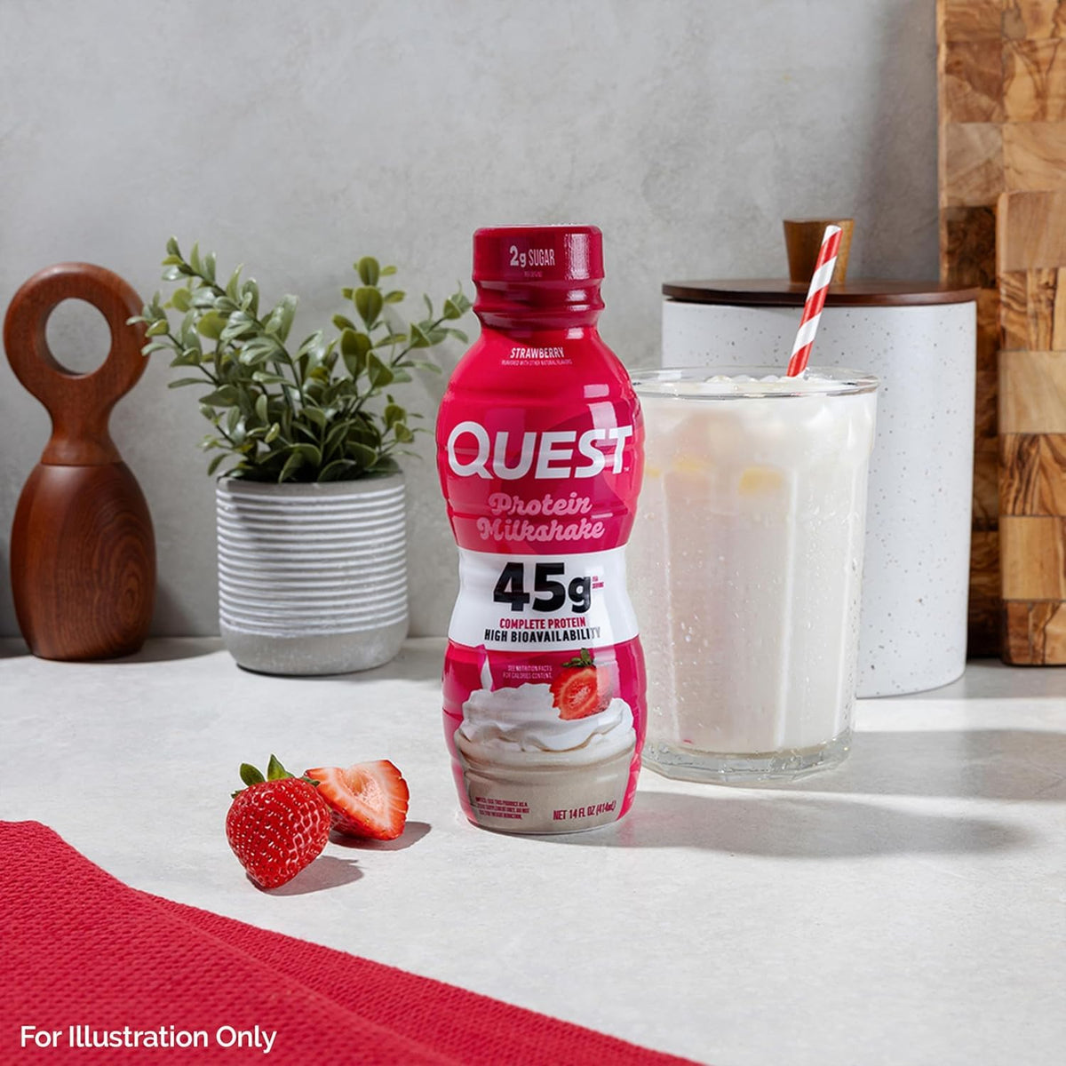 Quest Nutrition Vanilla Protein Shake, 45g Protein, 2g Sugar, 3g Net Carbs, Ready to Drink, Gluten Free, 12 Count