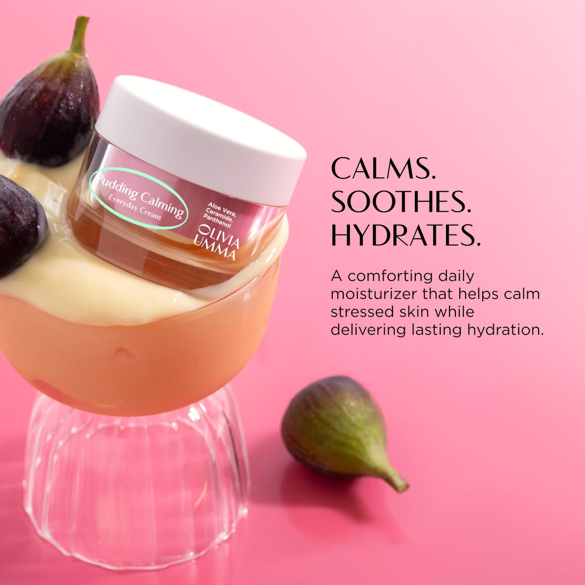 OLIVIAUMMA Pudding Calming Everyday Face Cream - Korean Moisturizer with Ceramide, Centella Asiatica & Aloe Vera for Skin Repair - Barrier Support & Hydration for Normal, Combination & Oily Skin - 50g