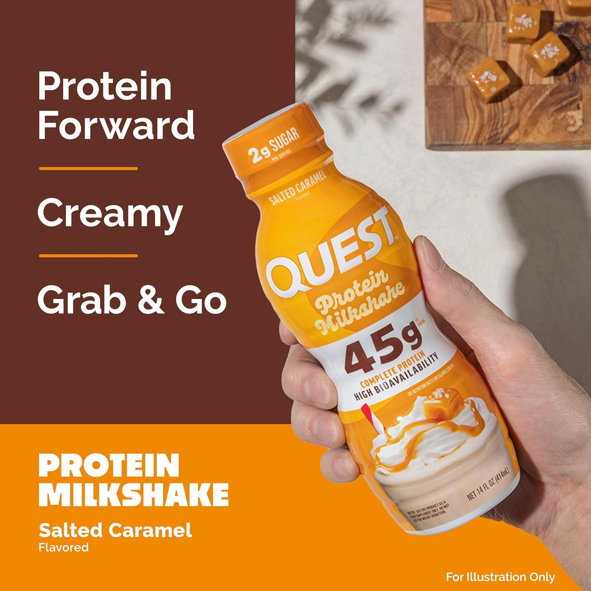 Quest Nutrition Vanilla Protein Shake, 45g Protein, 2g Sugar, 3g Net Carbs, Ready to Drink, Gluten Free, 12 Count