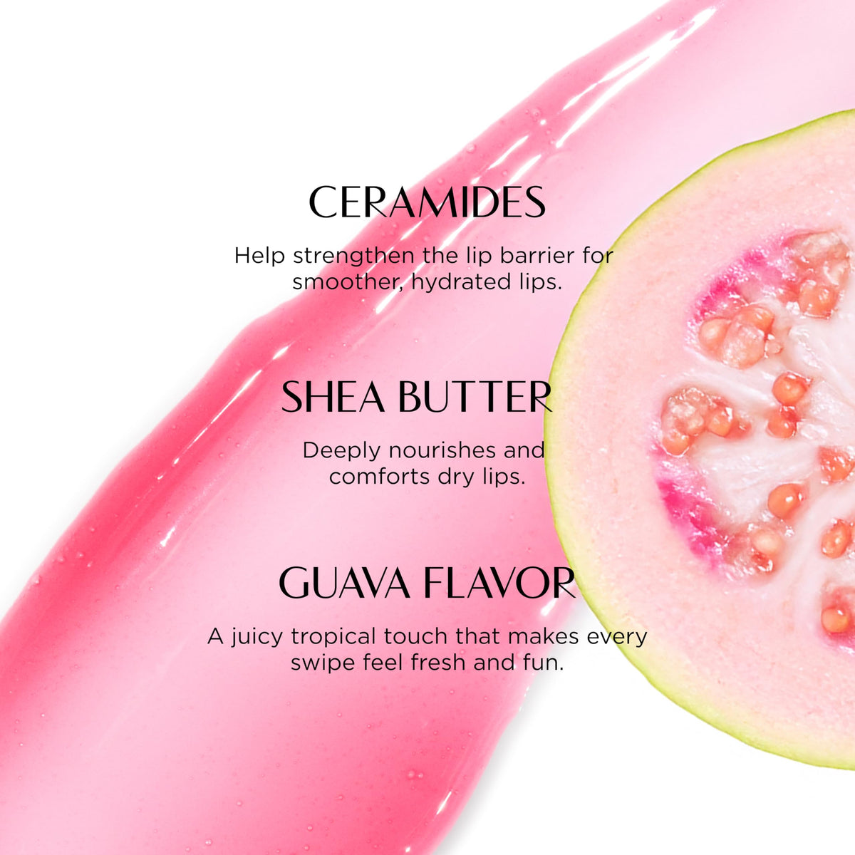 OLIVIAUMMA Candy Glow Lip Balm Guava - Sheer Pink Tint Hydrating Lip Balm with Ceramide, Shea Butter & Macadamia Seed Oil - High-Shine, Non-Sticky Lip Moisturizer for Softer, Smoother Lips - 10ml