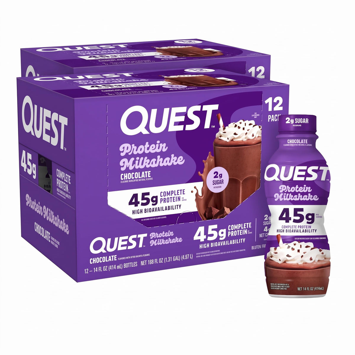 Quest Nutrition Salted Caramel Flavored High Protein Shake, 45g Protein, 2g Sugar, 2g Net Carbs, Ready to Drink, Gluten Free, 12 Count