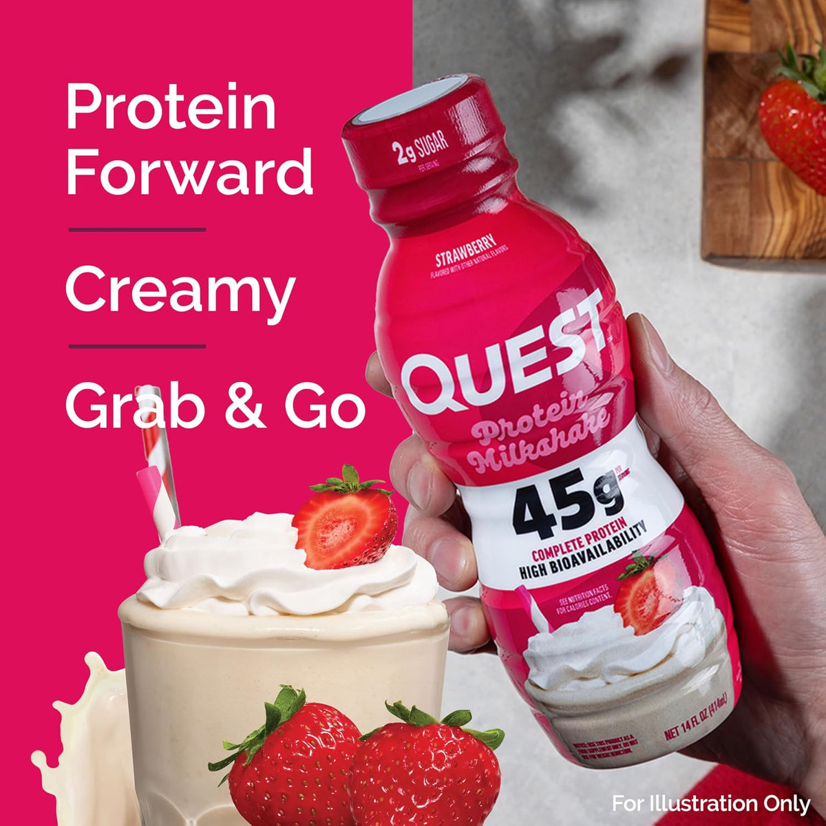 Quest Nutrition Vanilla Protein Shake, 45g Protein, 2g Sugar, 3g Net Carbs, Ready to Drink, Gluten Free, 12 Count