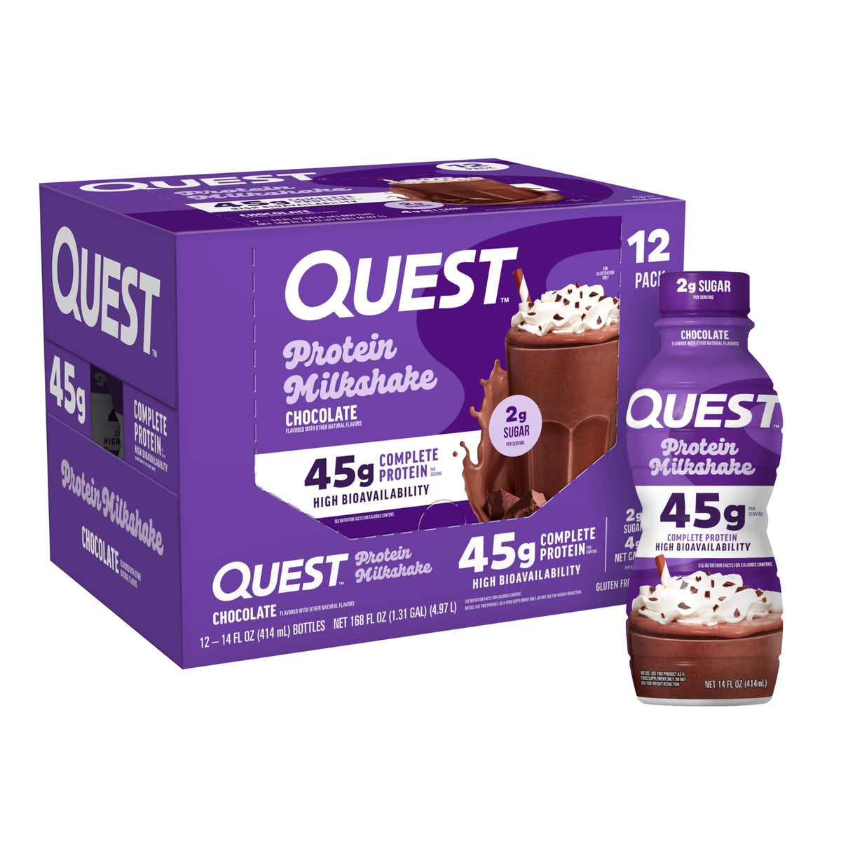 Quest Nutrition Salted Caramel Flavored High Protein Shake, 45g Protein, 2g Sugar, 2g Net Carbs, Ready to Drink, Gluten Free, 12 Count