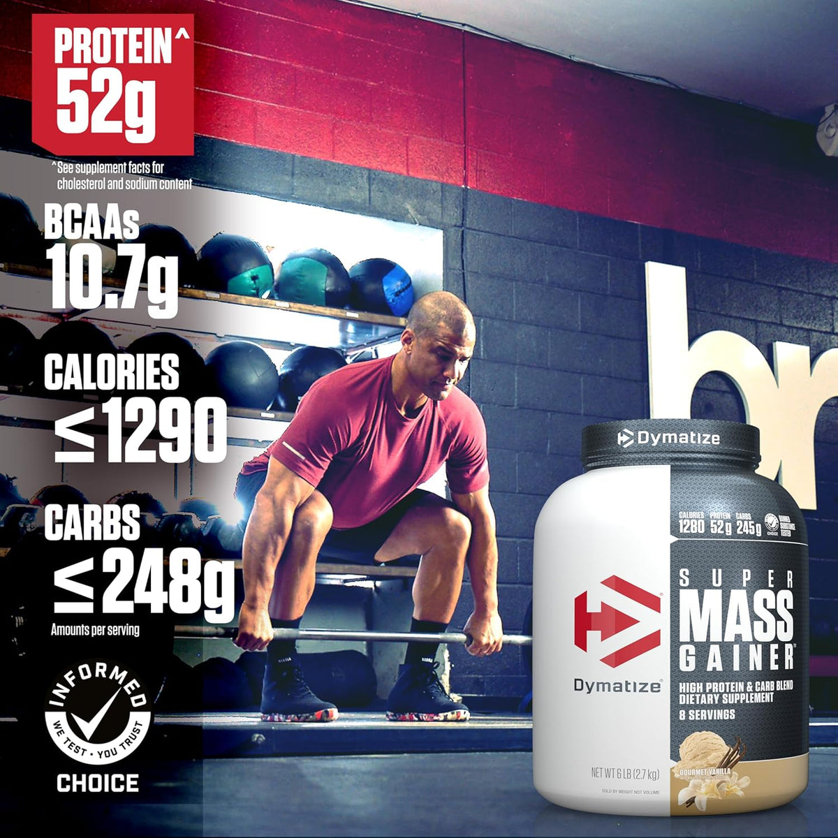 Dymatize Super Mass Gainer Protein Powder, 1290 Calories & 52g Protein, Mixes Easily, Tastes Delicious, Fruity Pebbles, 6 Pound (8 Servings)