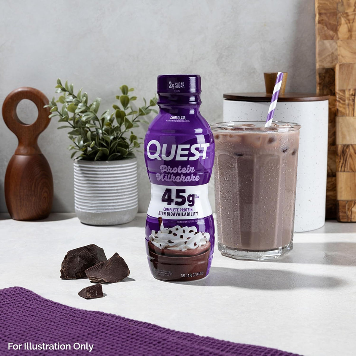 Quest Nutrition Vanilla Protein Shake, 45g Protein, 2g Sugar, 3g Net Carbs, Ready to Drink, Gluten Free, 12 Count