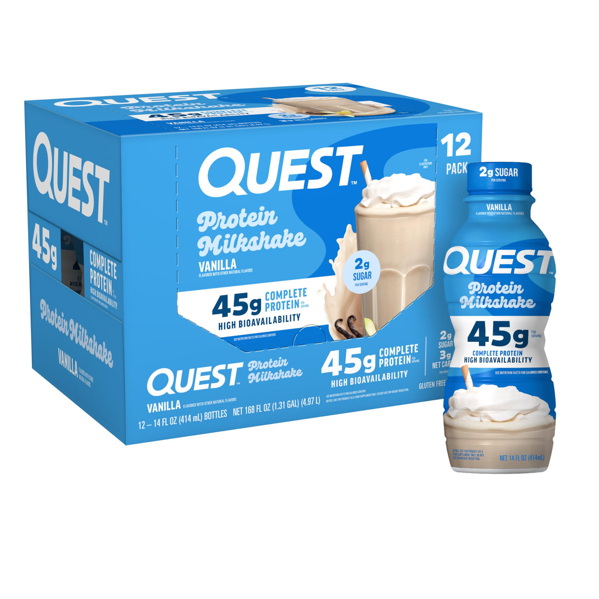 Quest Nutrition Salted Caramel Flavored High Protein Shake, 45g Protein, 2g Sugar, 2g Net Carbs, Ready to Drink, Gluten Free, 12 Count