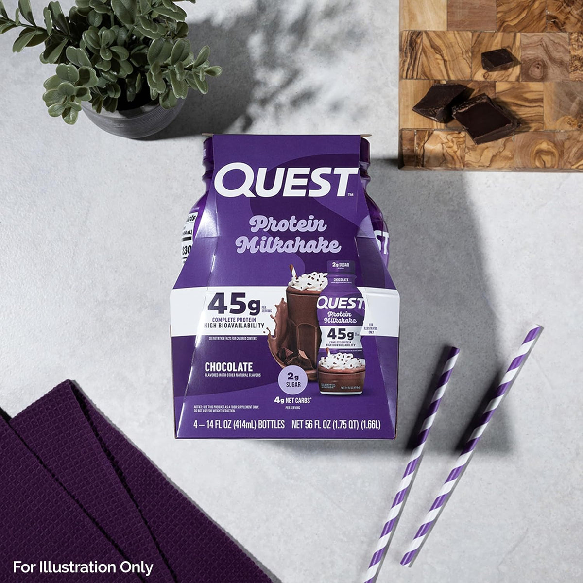 Quest Nutrition Vanilla Protein Shake, 45g Protein, 2g Sugar, 3g Net Carbs, Ready to Drink, Gluten Free, 12 Count