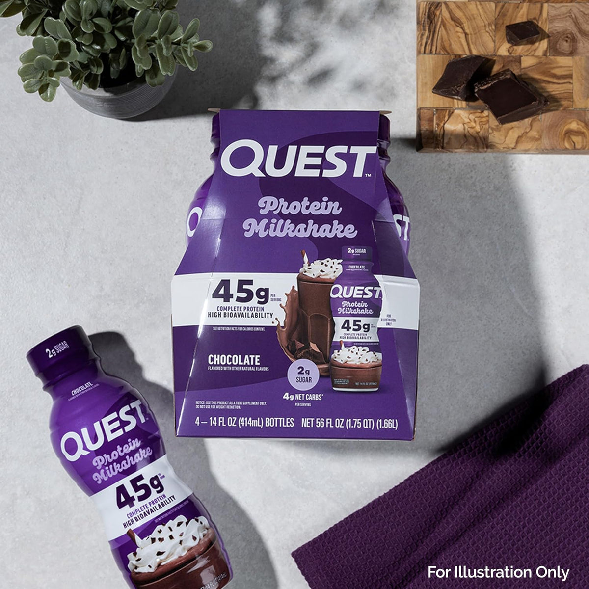 Quest Nutrition Vanilla Protein Shake, 45g Protein, 2g Sugar, 3g Net Carbs, Ready to Drink, Gluten Free, 12 Count