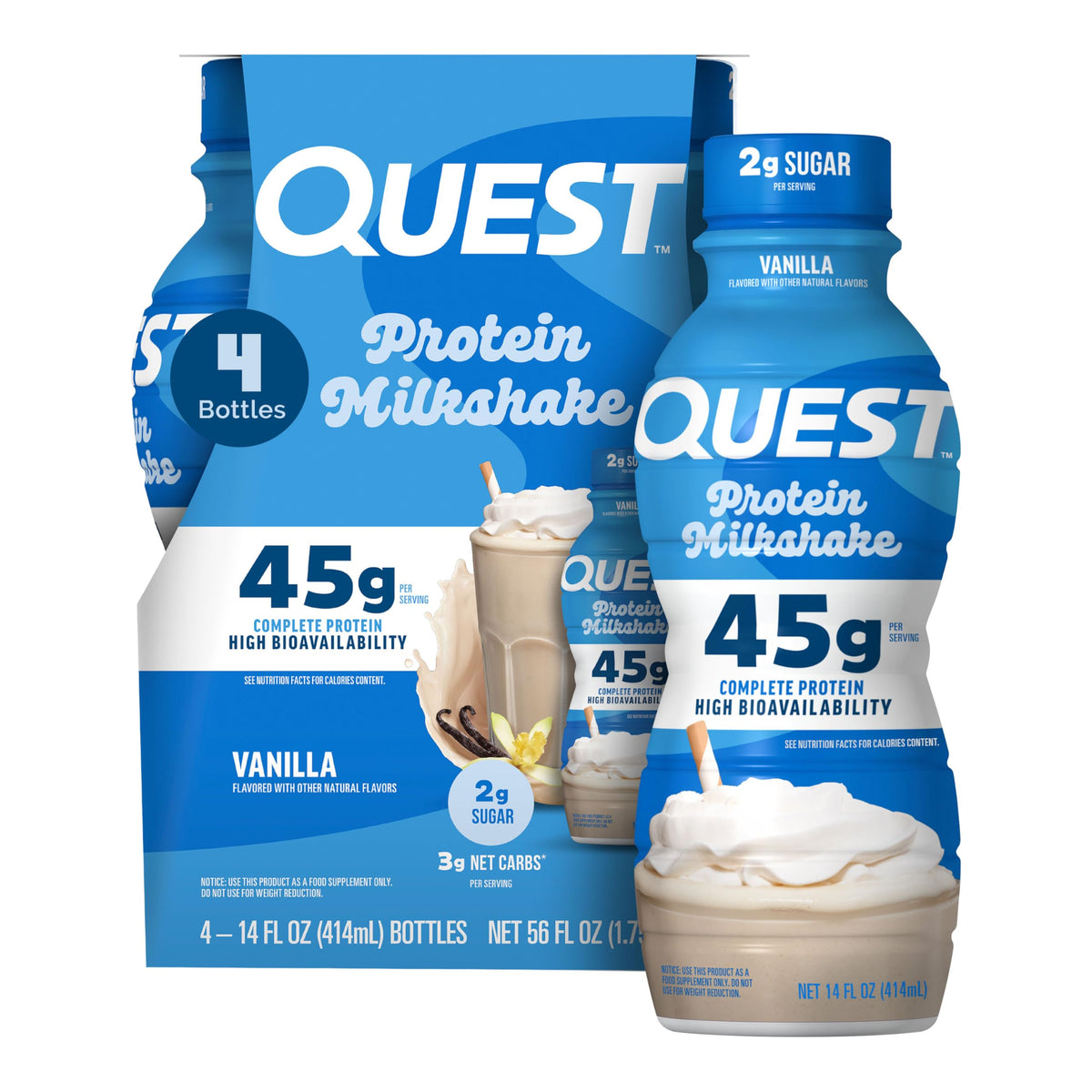 Quest Nutrition Salted Caramel Flavored High Protein Shake, 45g Protein, 2g Sugar, 2g Net Carbs, Ready to Drink, Gluten Free, 12 Count