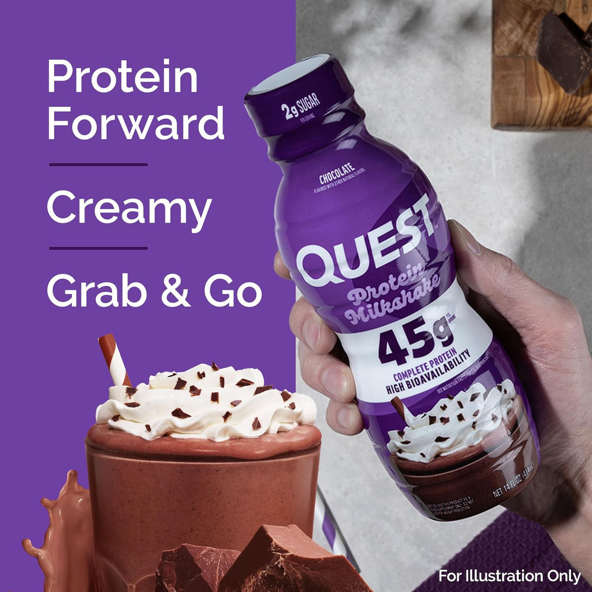 Quest Nutrition Vanilla Protein Shake, 45g Protein, 2g Sugar, 3g Net Carbs, Ready to Drink, Gluten Free, 12 Count