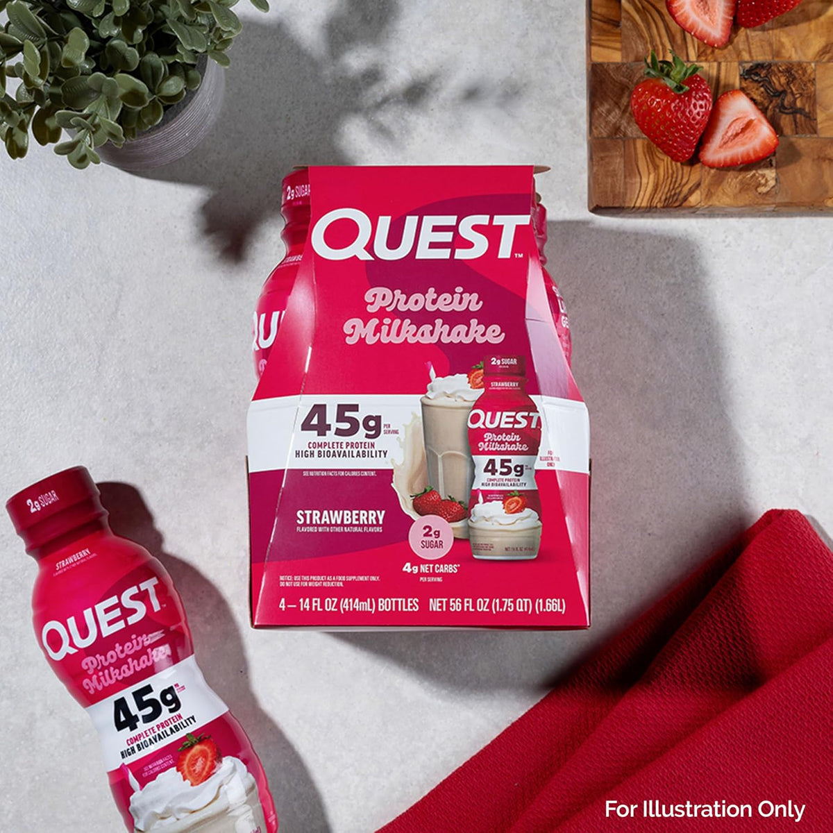 Quest Nutrition Vanilla Protein Shake, 45g Protein, 2g Sugar, 3g Net Carbs, Ready to Drink, Gluten Free, 12 Count