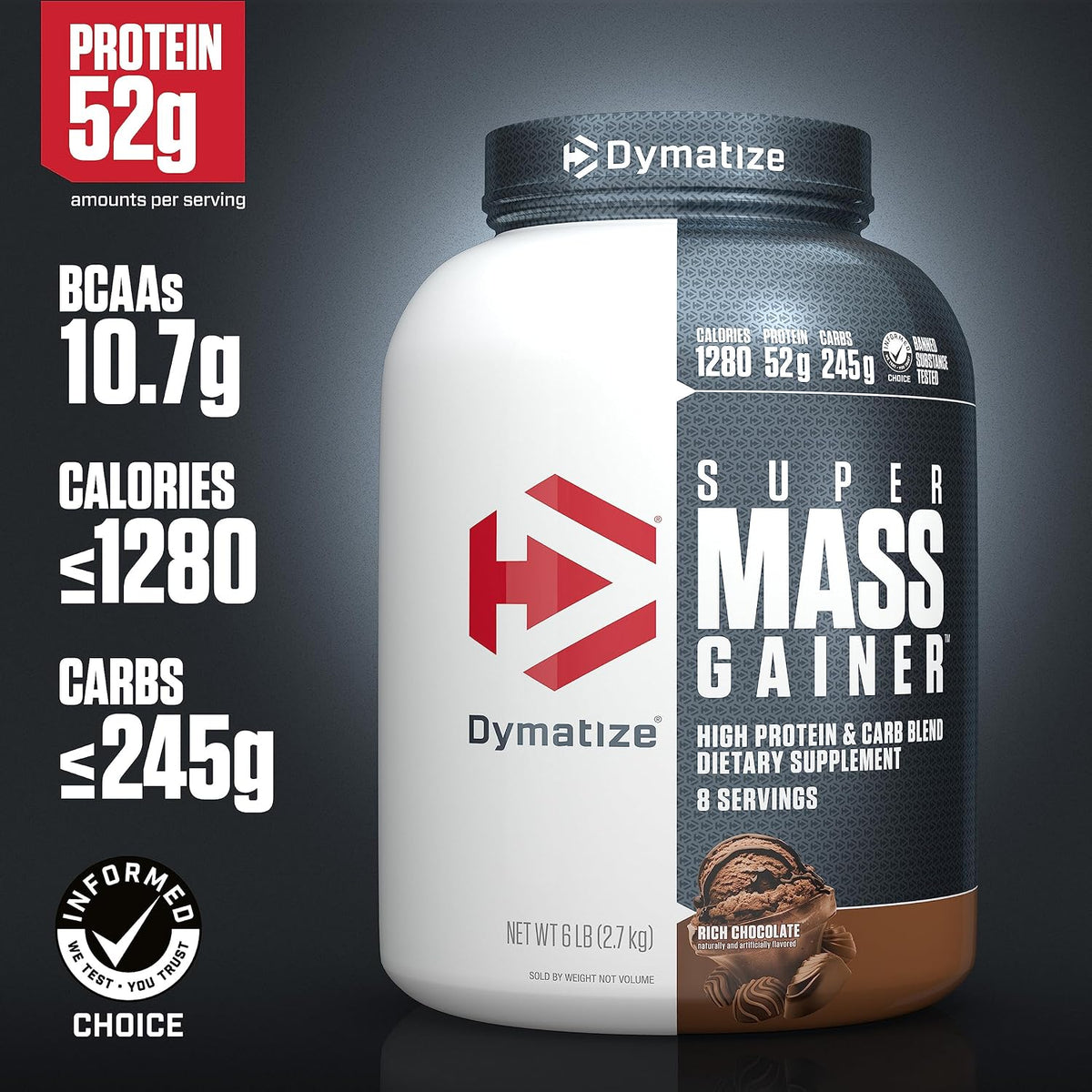 Dymatize Super Mass Gainer Protein Powder, 1290 Calories & 52g Protein, Mixes Easily, Tastes Delicious, Fruity Pebbles, 6 Pound (8 Servings)