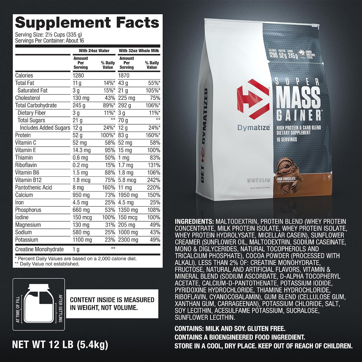 Dymatize Super Mass Gainer Protein Powder, 1290 Calories & 52g Protein, Mixes Easily, Tastes Delicious, Fruity Pebbles, 6 Pound (8 Servings)