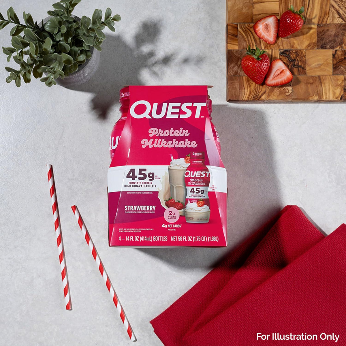 Quest Nutrition Vanilla Protein Shake, 45g Protein, 2g Sugar, 3g Net Carbs, Ready to Drink, Gluten Free, 12 Count