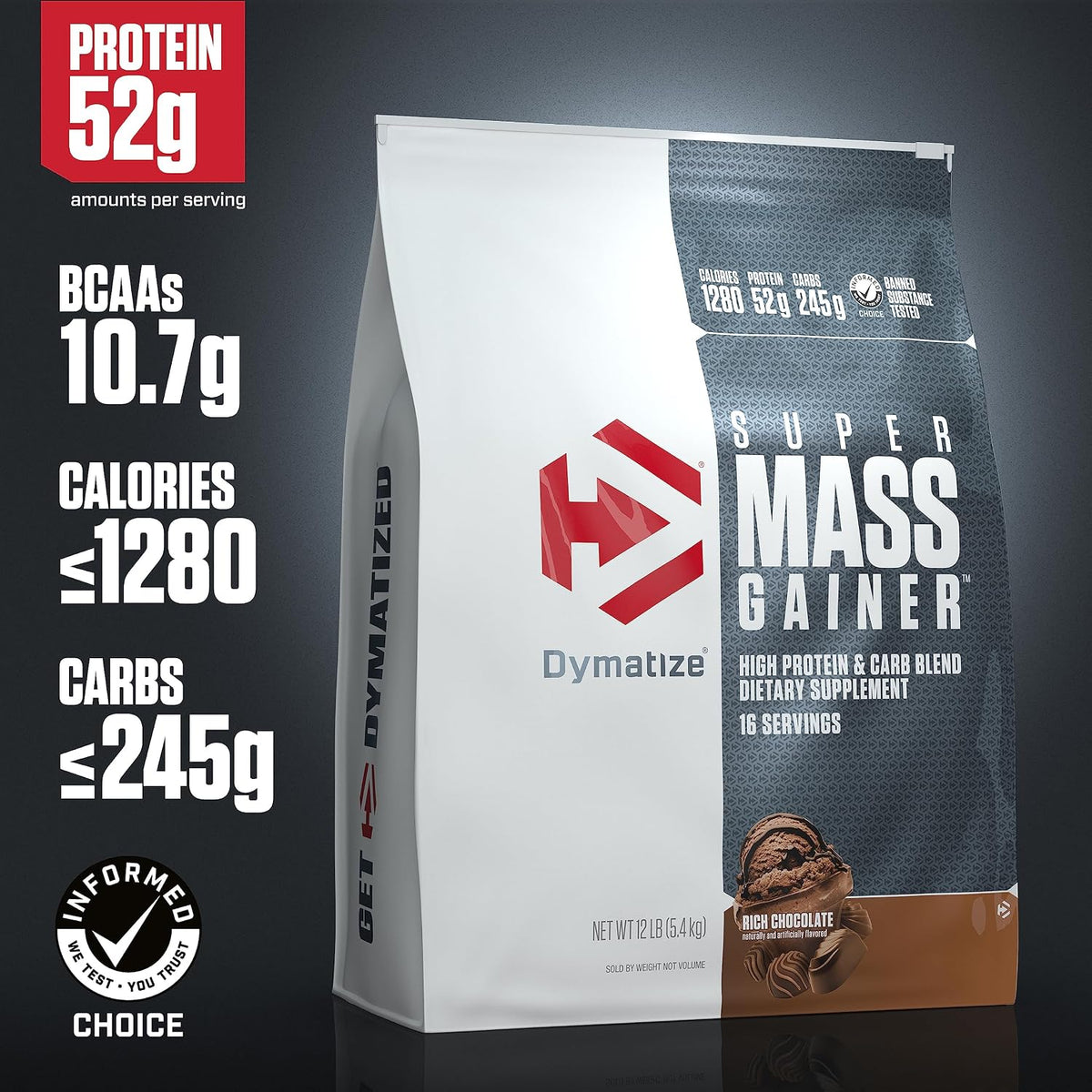 Dymatize Super Mass Gainer Protein Powder, 1290 Calories & 52g Protein, Mixes Easily, Tastes Delicious, Fruity Pebbles, 6 Pound (8 Servings)